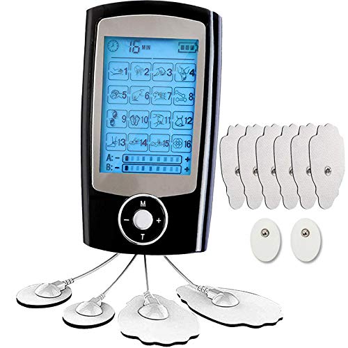 Monlida Electroestimulador Masaje EMS y TENS, 16 Modos 2 Canales, Tens Electroestimulador Fisioterapia