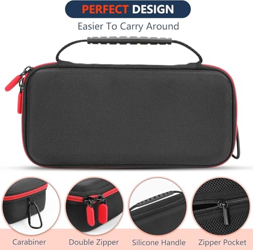 Image of Asthma Inhaler Case, Portable Nebulizer Travel-Ready Organizer with Mesh Pocket, Double Zippers, Silicone Handle, for Kids and Adults, Stylish Black - Case Only