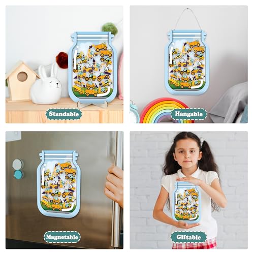 Image of 9 inch DIY Name 45 Construction Car Magnetic Reward Jar Gifts for Classroom Teacher Kids Potty Training Chore Chart Toddler Good Behavior Management Tools Back to School RWJ-03-CON-M