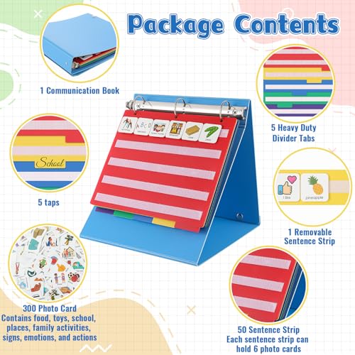 Dunzoom Visual Communication Book, 300 ASD Laminate Nonverbal Autism Cards Board Schedule for Nonverbal Kids Language Vocabulary Speech Articulation Therapy, ADHD & Apraxia Learning Special Education - Image 4