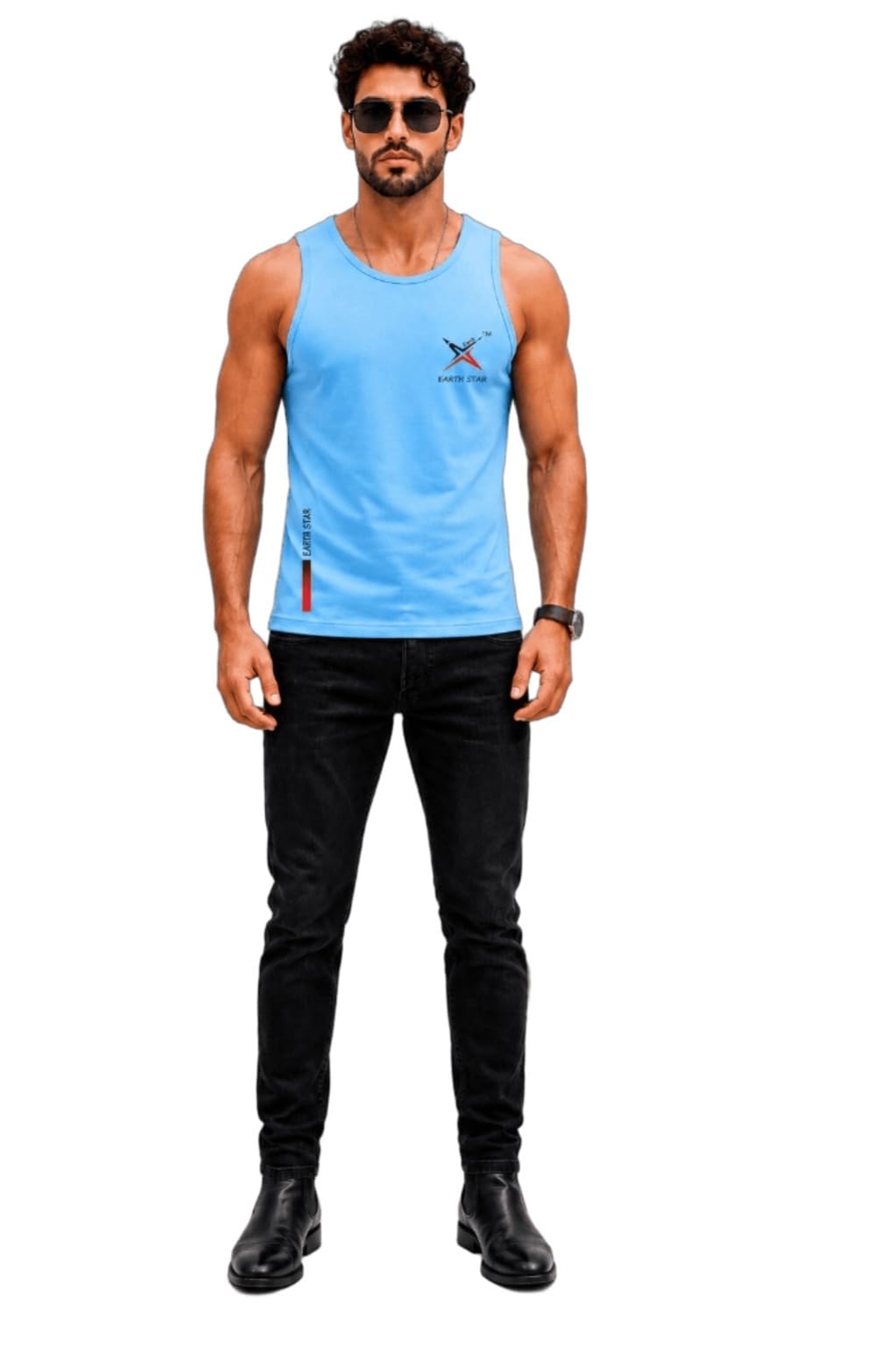 earth star Men's Cotton Tank Top T-Shirt | Sleeveless Gym Vest | Vest for Man Graphic Logo Print for Workout, Beach, Gym | Workout Sando | Gym Tshirts (in, Alpha, M, Regular, Sky Blue)-picture-39
