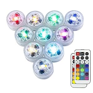 LUXJET 10 Pièces Lumiere Piscine, Eclairage Piscine Led avec Télécommande Multi-Coleur/Unicolore pour mariage, Fête, Anniversaire, Piscine mini led.