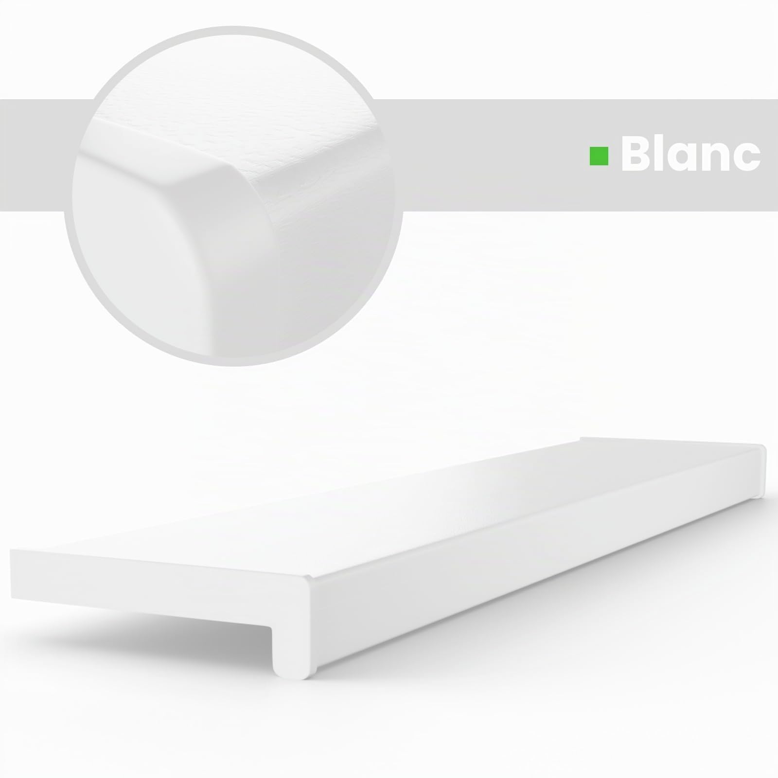 Appui de fenêtre en PVC | 40 cm x 110 cm | Blanc | rebord | Pour l'intérieur | rebord | Intérieur | Vendu au mètre | Salon | Décoration | Plastique