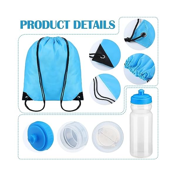 Mifoci 20 oz Plastic Water Bottles Bulk and Drawstring Backpack Set Reusable Sport Water Bottles Lightweight Clear Water Bottle Cinch Gym Drawstring Bags for Adult Kids Fitness DIY - Image 4