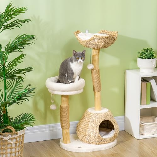 Torre para gatos PawHut interior 20.9x15.7x40.6 pulg miniatura 2