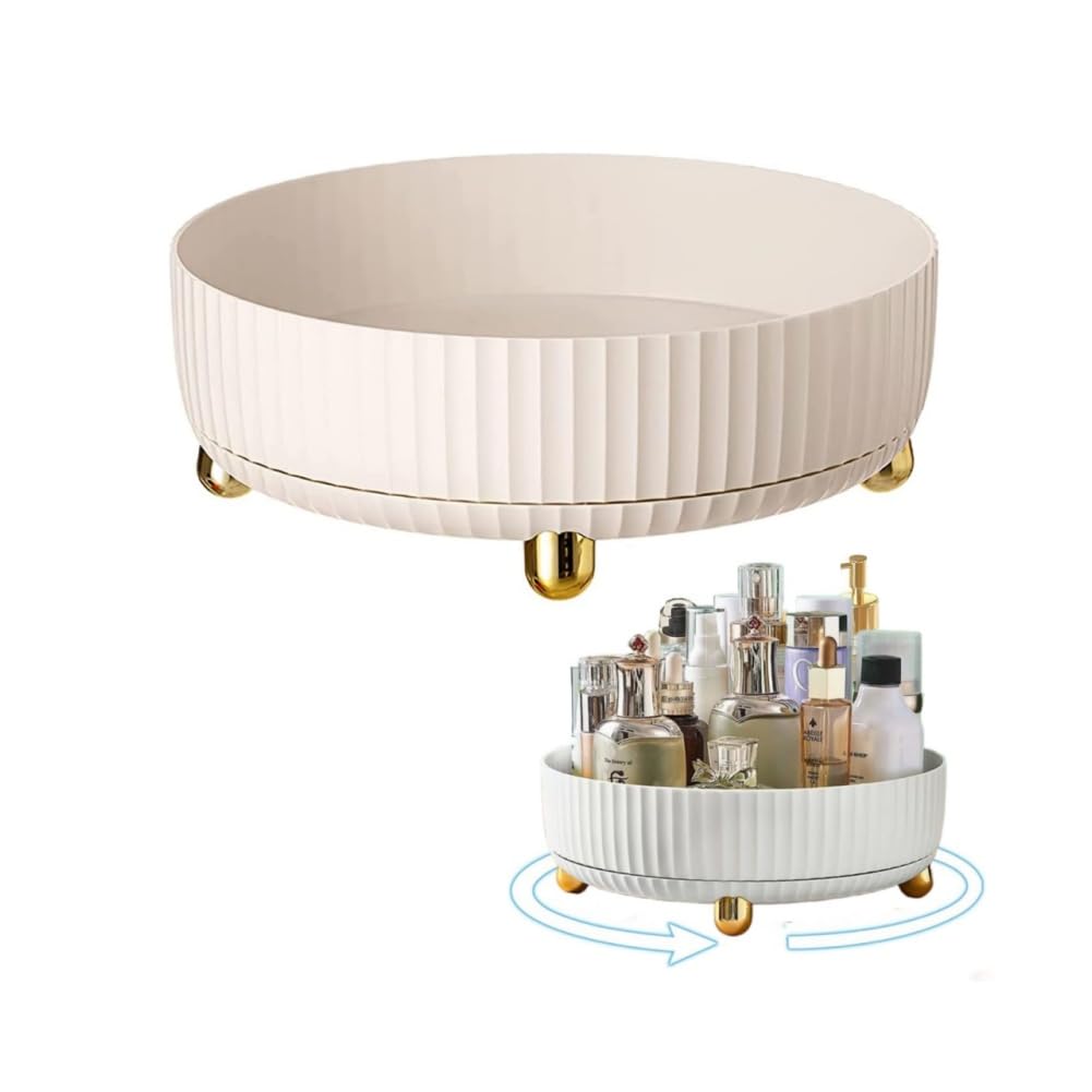 Organizer Trucchi, Organizer Girevole 360°, Porta Trucchi Rotante Multifunzione, Profumi Per Organizzazione e Conservazione Della Vanità del Bagno Cucina (Bianco)