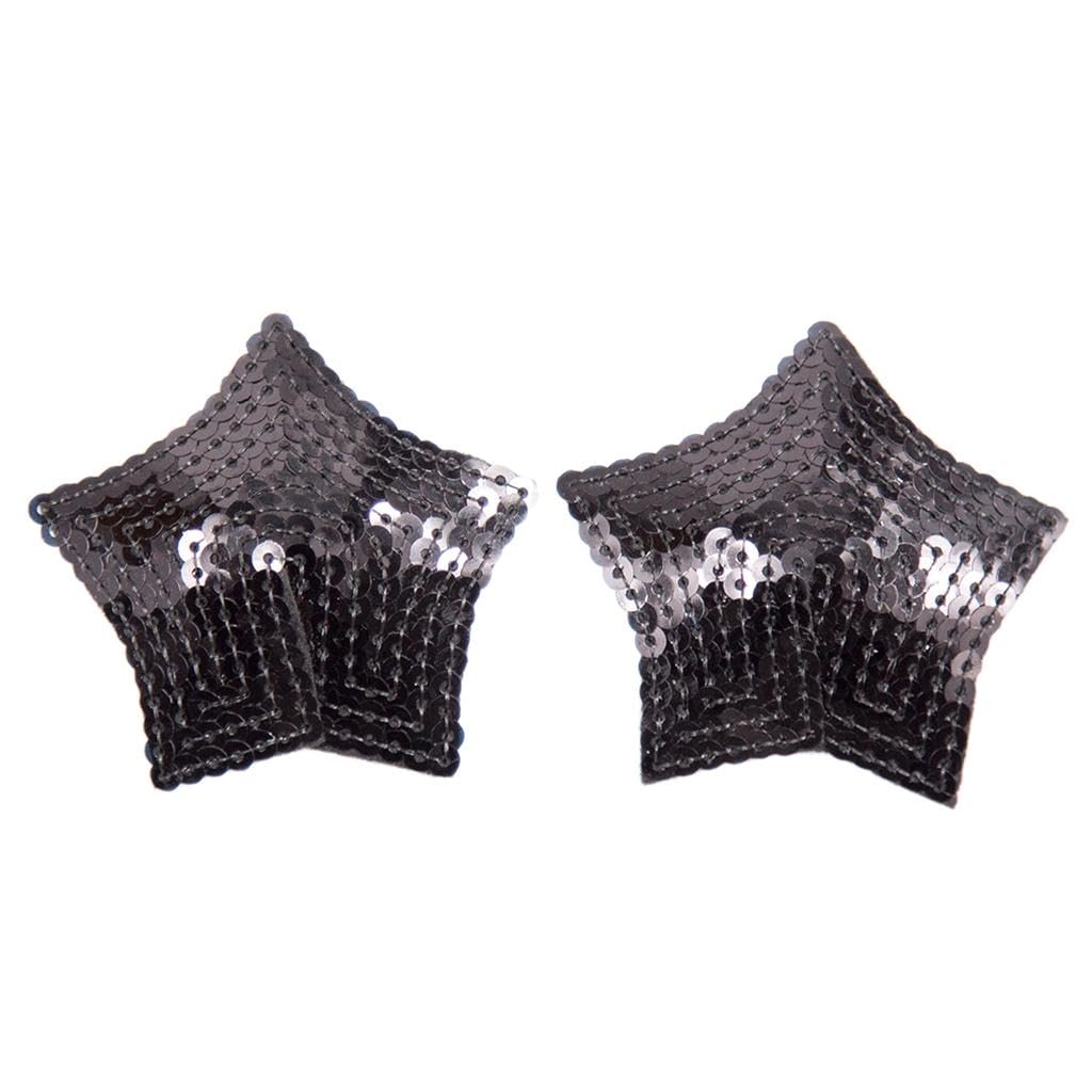 nivaa 2 Pieces Women Sexy Nipple Cover Sequin Star Shape Pasties Lingerie Black-picture-6