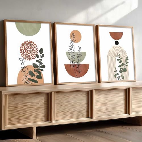 Image of kotart Boho Art Home Decoration Paintings With Frame For Living Room Bed Room Hotel Wall Decor Digital Reprint Set of 3 (10X13 inch)