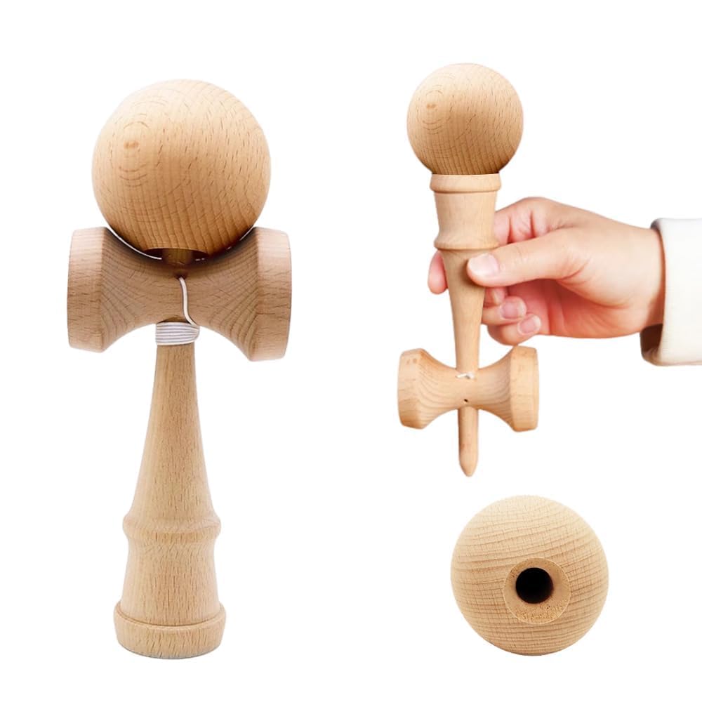 1pcs けん玉 けん玉 大空 競技用子供のフィットネスとレジャー木製知育玩具木製スキルボール けん玉教室や学校の練習や大会でもご使用いただけます 競技用 けん (木の色)