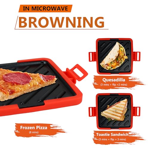 Image of Microwave Sandwich Maker Microwave Grilled Cheese Maker(Red) | Versatile Small Toaster, Easy to Clean and Store, Perfect for Cooking Breakfast, Grilled Cheese, Snacks