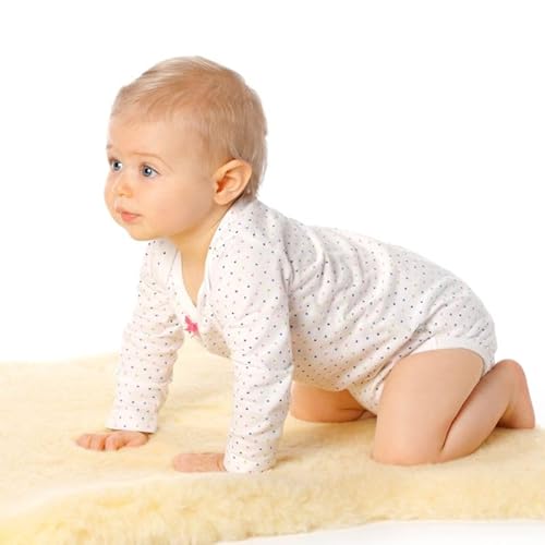 Extra großes Schaffell XXL. Echtes Merino Lammfell. LANABEST Premium-Qualität. Medizinische Gerbung, schadstoffarm, waschbar. Sehr gut als Babyfell, Teppich, Sitzfell, Bettauflage. ca.100 cm