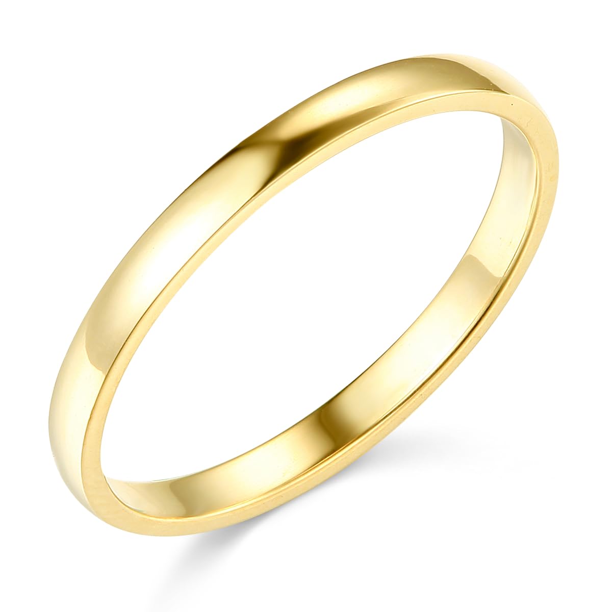 TWJC Wedding Collection14k Yellow OR White Gold 2mm SOLID COMFORT FIT Plain Wedding Band