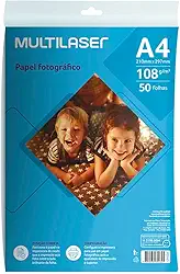 Papel Fotográfico Matte A4 108g 50 folhas, Multilaser, PE043
