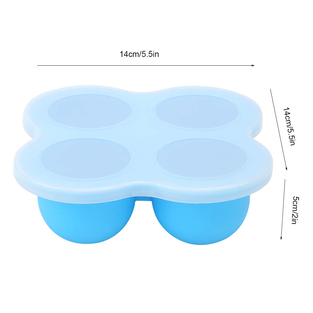 Blue Egg Bite Mold 4 Holes, 2Pcs Silicone Egg Steamer with Lid Steaming Tray Cooking Tool for Kitchen Use Steamer Molds Container for Eggs Meatloaf