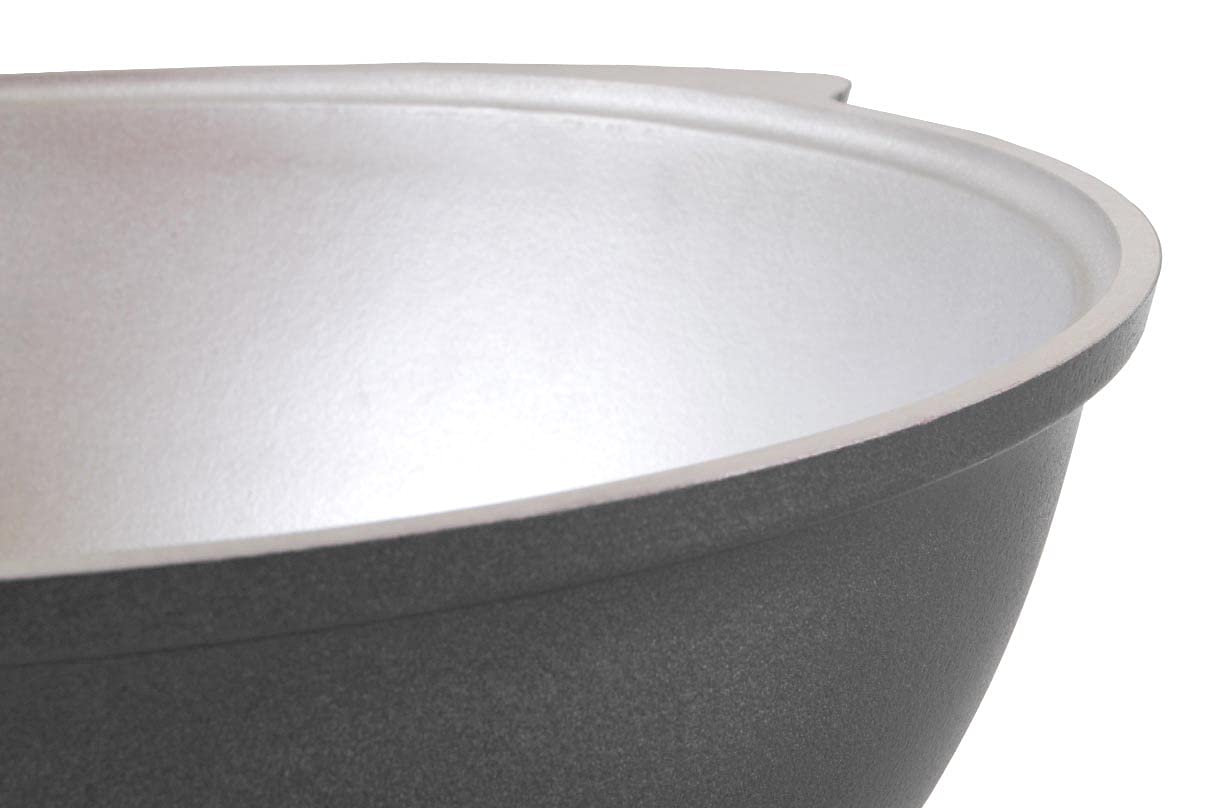 Kazan - Kasan - Schmortopf - Kochtopf - Asia WOK mit dicken Wänden / 4,5 Liter/Aluguss/Dekorative Außenbeschichtung in 3 versch. Farben (Schwarz)