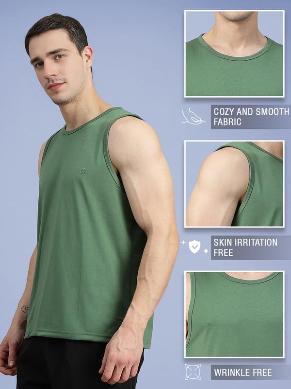 Image of CHKOKKO Tank Tops Sleeveless T-Shirt for Men Gym Wear Vest Solid Stylish Round Neck Running Sando for Sports Workout Fitness & Casual or Beach Wear