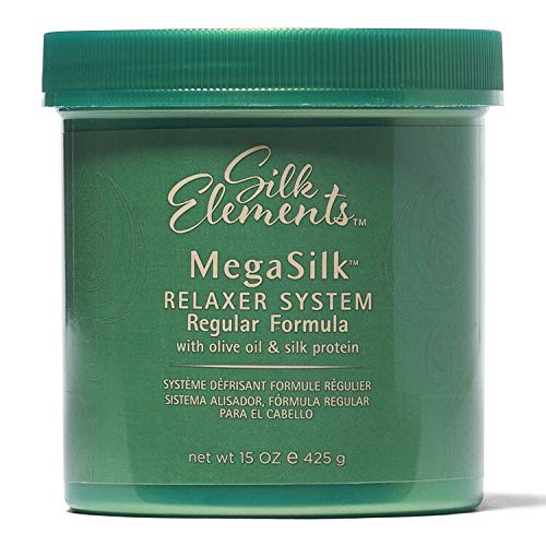 Silk Elements Mega Silk Relaxer System Regular Formula | With Olive Oil and Silk Protein 15oz (425g) | Hair Straightening Therapy | Smoothing System | 100% Straight Hair | Frizzy Free