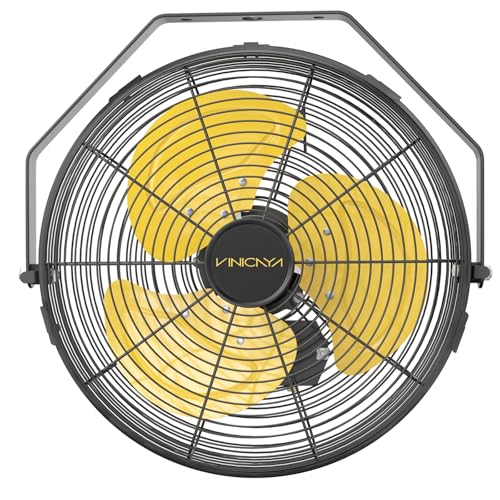 VINICAYA 12 Inch Wall Mount Fan, 2800 CFM Metal Industrial Wall Fan with Poweful Motor, 3 Speed,...