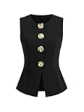 Women's Sleeveless Blazer Vest Button Down Business Suit Vest Dressy Going Out Top