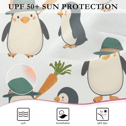 Penguin Carrying Carrot Girls Long Sleeve Swimsuit Rash Guard One Piece Bathing Suits Zipper 3-12T 7