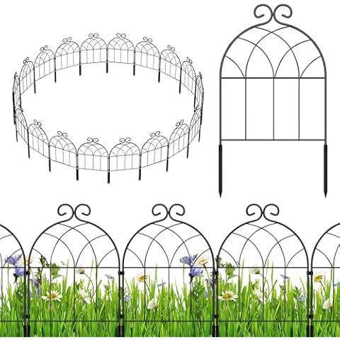 MOOACE Decorative Garden Fence 20 Pack, 12.8ft (L) x 15in (H), Rustproof Metal No Dig Fencing Border,Small Animal Barrier Fence, Flower Edging Panels for Landscape Patio Yard Outdoor Decor Cover