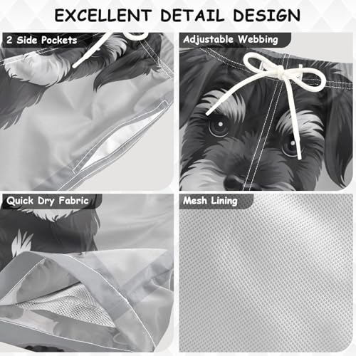 Pigsaly Boys Swim Trunks Cartoon Schnauzer Puppy Black Dog Boys Board Shorts Swimsuit Swimwear Summer Bathing Suit XS3