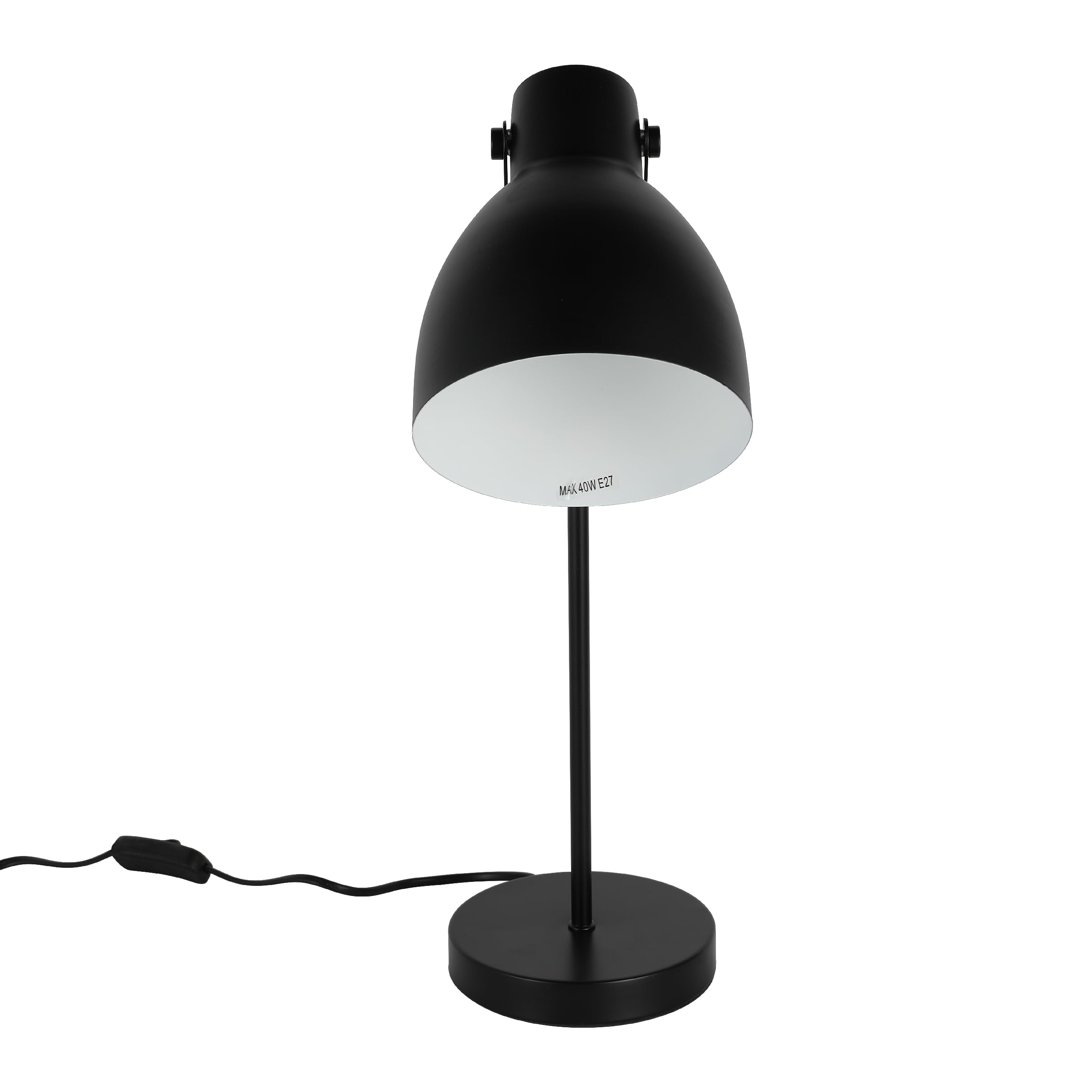 TEKLED® LED Desk Lamp | Adjustable Armature Rotatable Table Light with Gold Steel Feature | Replaceable E27 Edison Screw Bulb Holder | for Bedside Reading Home Office Work Architects Students - Black