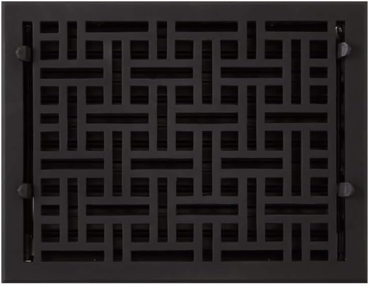 Black Cast Iron Floor Register with Wicker Pattern