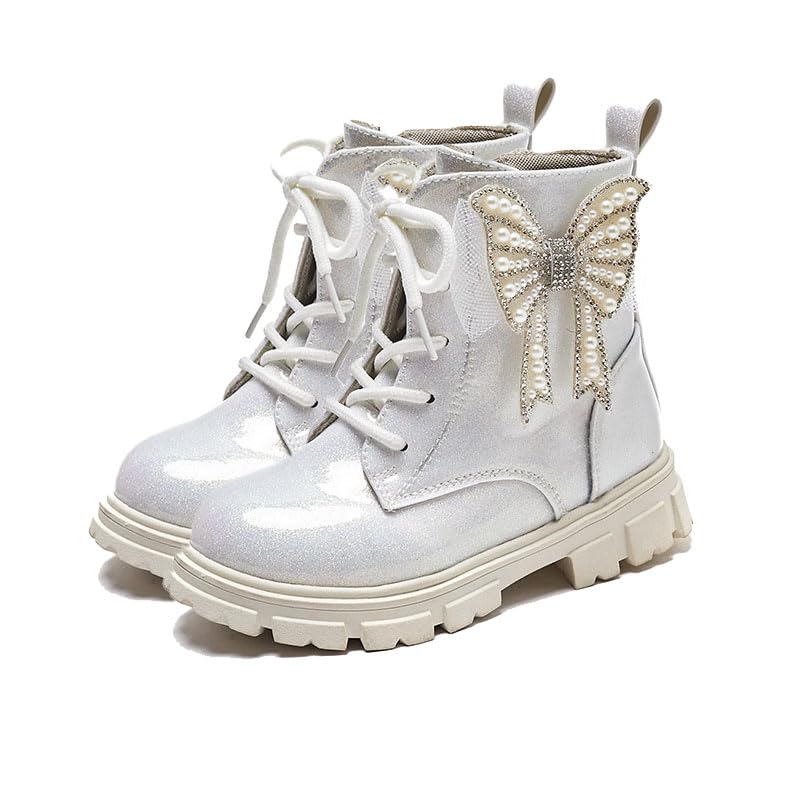 Girls butterfly Ankle Boots Side Zip Comfort Non-Slip Boot Lace Up Outdoor Combat Boot(Toddler/Little Kid/Big Kid)