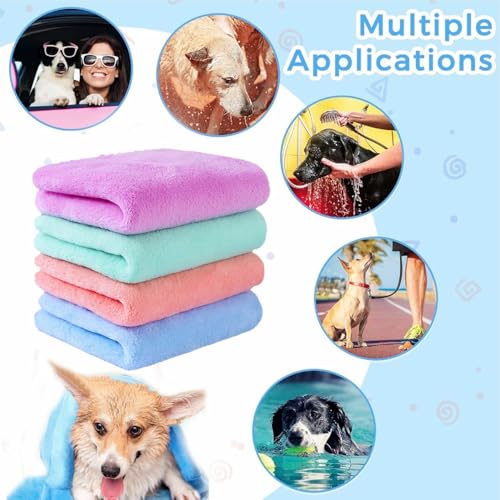 CZAYEFNH Set von 4 Hundebadetüchern Extra Saugfähige Mikrofaser-Pfotenhände für Hunde & Katzen Weiche, Schnelltrocknende & Wiederverwendbare Handtücher