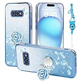 Nouxwerx for Samsung Galaxy S10E Case, Mobile Phone Case for Cute Soft Slim Cover for Girls Women with Ring Stand Strap Lanyard Shockproof Protective Cover for Samsung S10e (Blue)