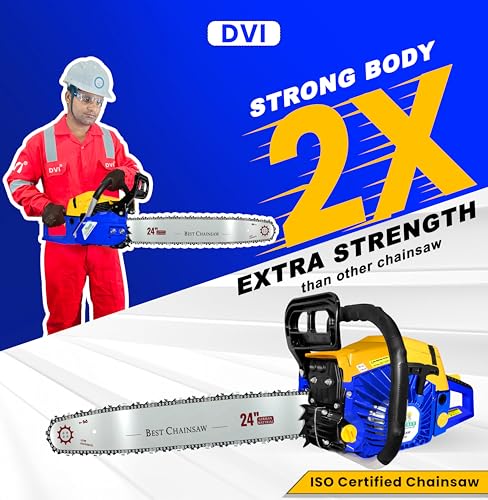 Image of DVI 5800 Heavy Duty Chain Saw with 58 CC, 2 Stroke Petrol Engine Power & 24 inchinch Blade /Bar Cordless Chain Saw Cuttingsaw For Farm, Garden & Professional Use.