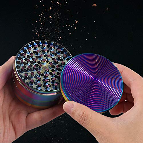 Herb Grinder 4 Piece 2.5\" Magnetic Top Grinder Durable Razor-sharp Teeth Mortar Spice Herb Grinder Colorful Rainbow Spice Grinder with Pollen Catcher for Spices/Vanilla Grind - Thumbnail 2