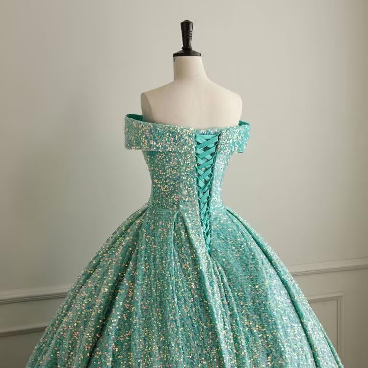 Off Shoulder Sequin Prom Dresses for Teens Plus Size Ball Gown Sparkly Quinceanera Dresses Formal Evening Gowns2