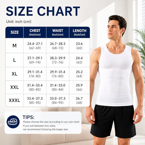 Image of Gynecomastia Compression Shirts, Mens Slimming Body Shaper Vest, Tummy Control Undershirts