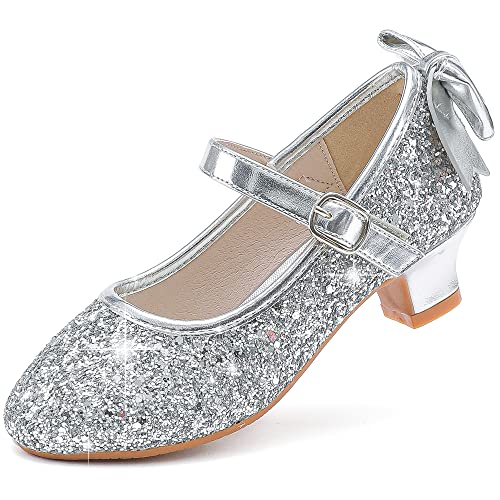 Image of Dufannie Girls Dress Shoes Princess Flats Heels for Toddler Little Big Kids