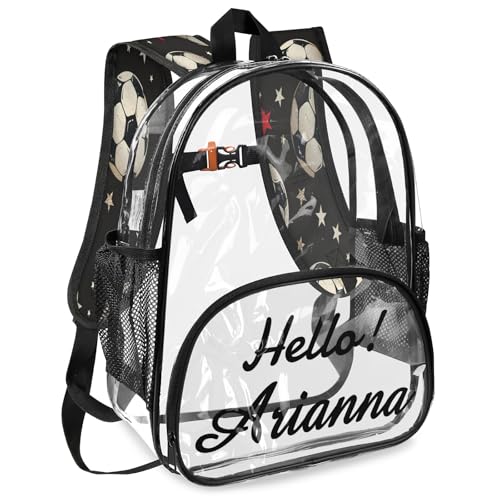 Soccer Personalized Large Clear Backpack Heavy Duty for Stadium Approved Custom Soccer Ball PVC Transparent Backpack with Name See Through Bag for Concerts2