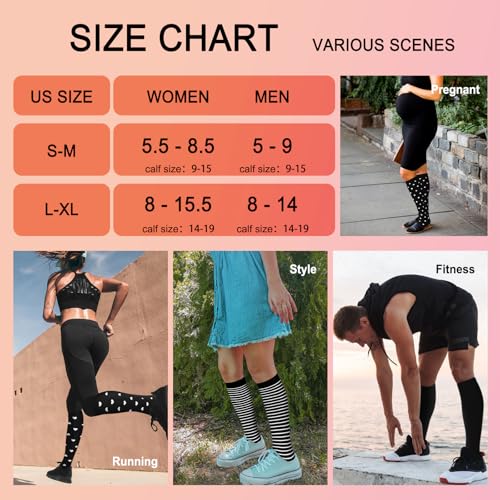 Image of Iseasoo 4 Pairs Compression Socks for Women Circulation-Best Support for Nurses,Running,Athletic,Travel