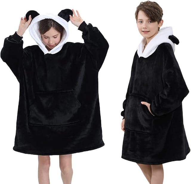 Wearable Hoodie Blanket Sweatshirt for Kids, Soft Oversized Wearable Blanket Hoodie with Hood, Warm Hooded Blanket with Sleeves for Teen Girl Boy, One Size