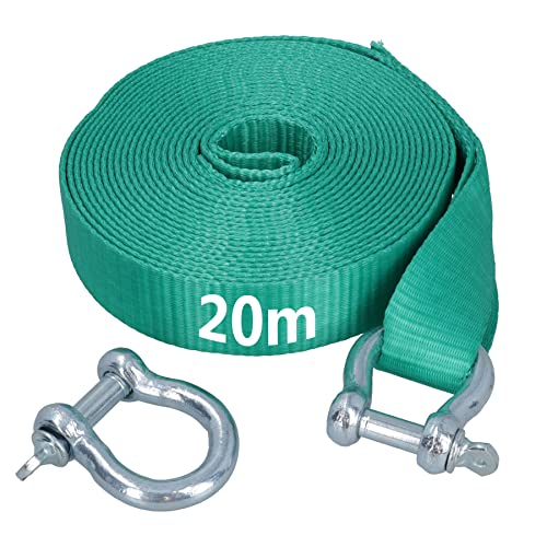 Correa de recuperación 20m y 2 grilletes 8T para remolque 4x4
