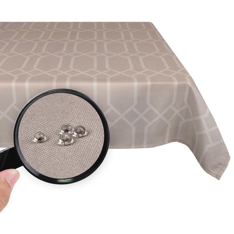 Valia Home tablecloth with Teflon coating for indoor & outdoor use in various designs, Beige, 130 x 220 cm