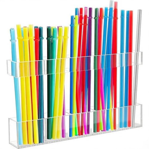 Gobabo Strohhalmhalter für Schranktür Theke Schrank Wiederverwendbarer Becher-Strohhalm-Organizer Aufbewahrung, Kleine Küchenzubehör-Behälter, Klebende Schranktür Montiert