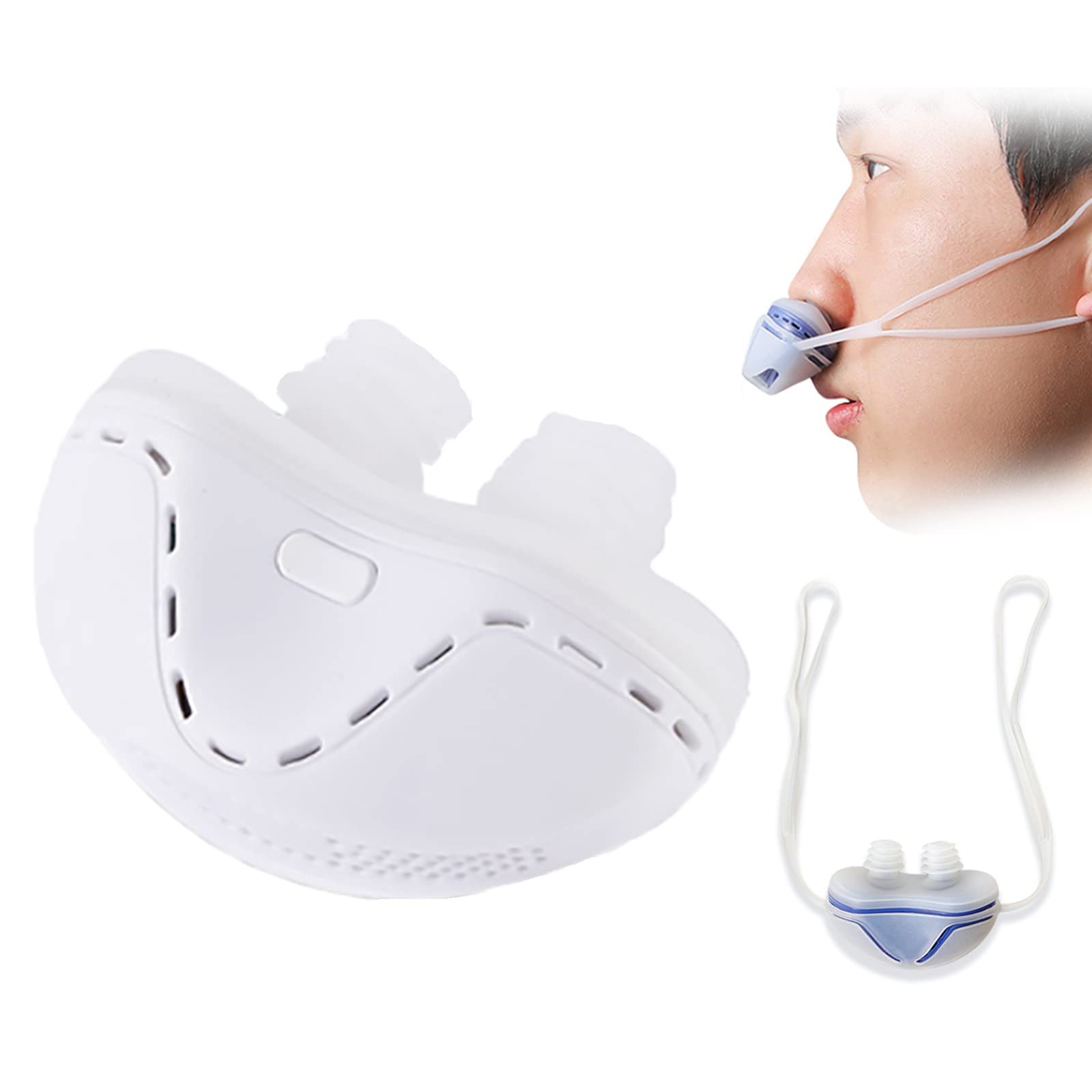 Fygz White Cpap Anti Snoring Electronic Device,Anti-Snoring Device Snore Stoppersnoring Solution Devices For Sleeping Aid,Usb Rechargeable,Improve Breathing And Sleep(White)
