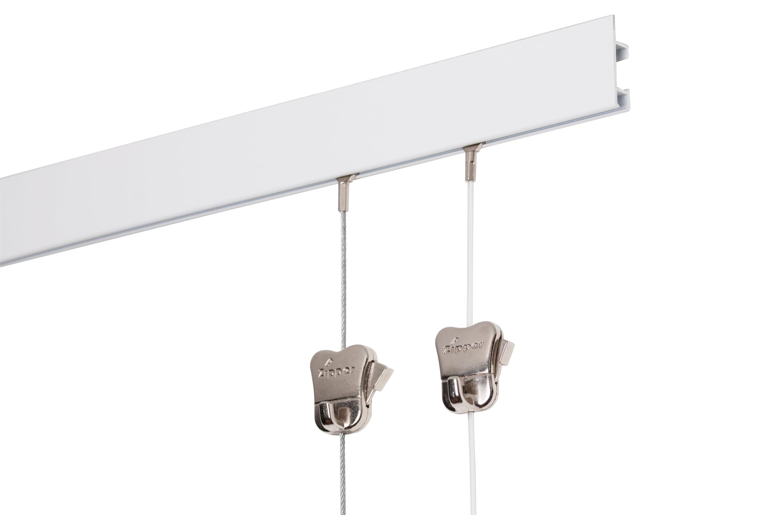 STAS Art Hanging System cliprail max White 150 cm - Complete kit, incl. 2 Cords 150cm with 2 Hooks