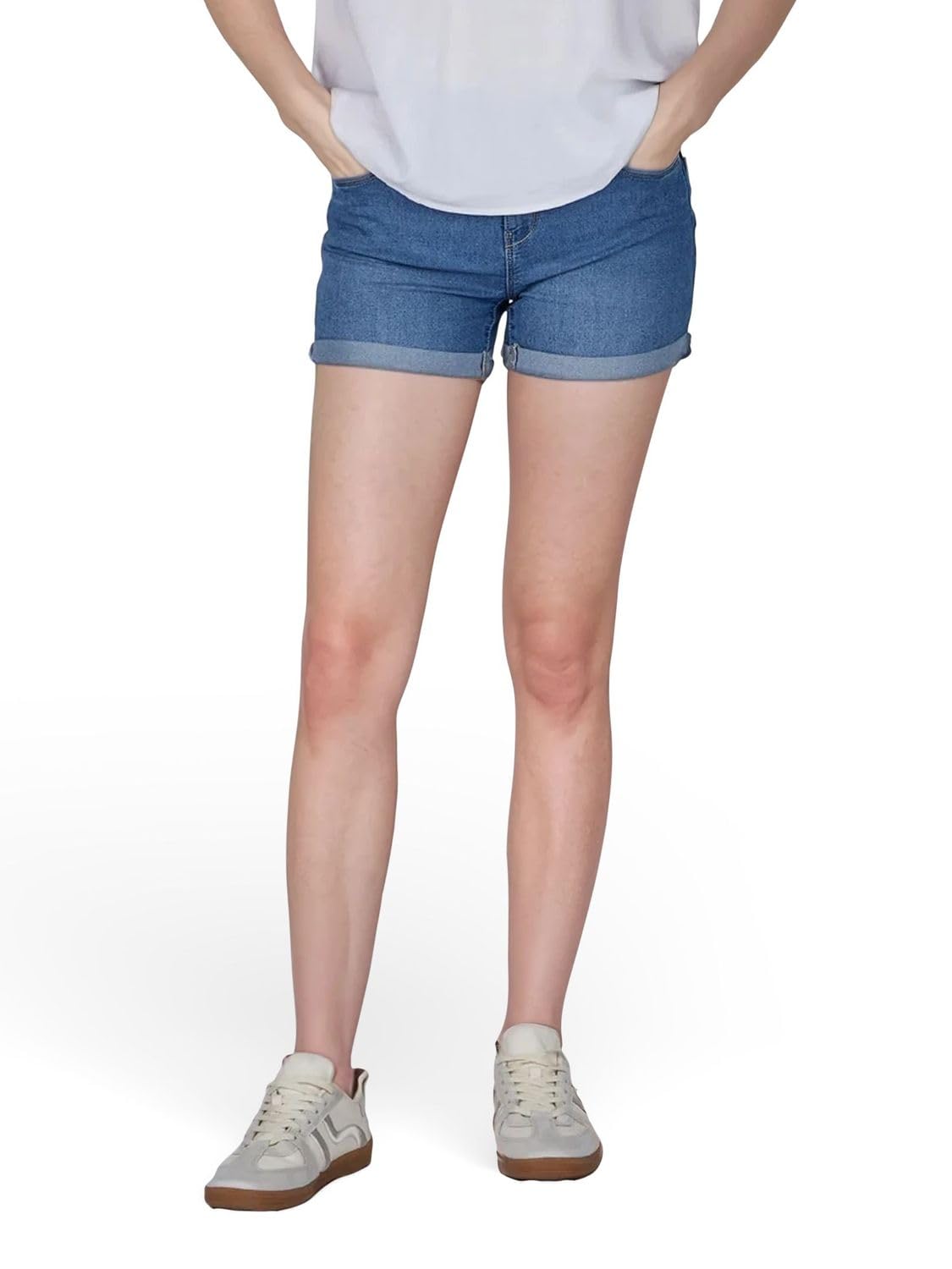 ONLY Jeans corti da donna, elasticizzati, skinny fit, a vita media, con maniche lunghe, confezione da 2 pezzi, estivi, basic denim, blu, nero, S, M, L, XL, XXL