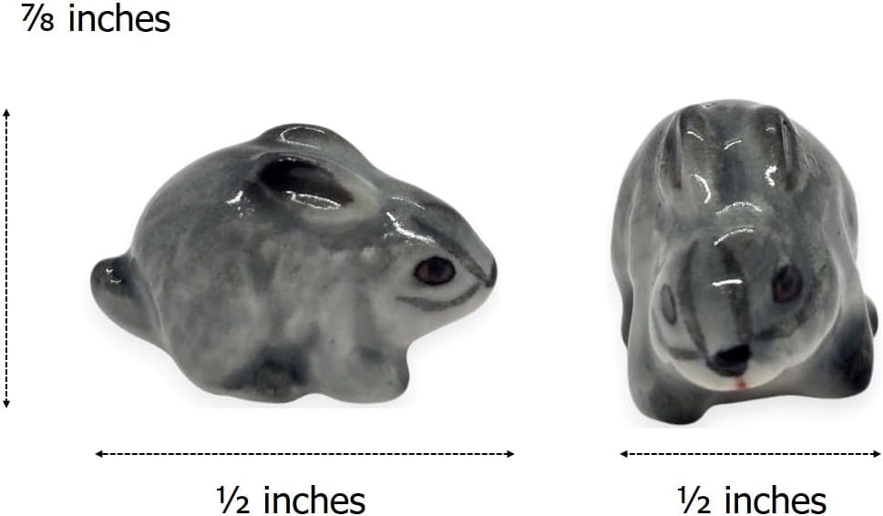 WitnyStore ⅞ Inch Gray Crouch Rabbit Ceramic Figurine for Terrarium Decoration Collectible Statue for Adult Collectors Handcrafted Porcelain Ornament Sculpture Home Room Tabletop Decor - Image 2