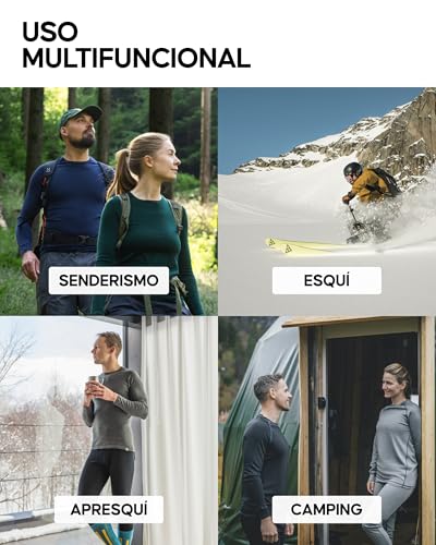 DANISH ENDURANCE Conjunto Térmico Lana Merino Hombre, Camiseta Térmica y Pantalon, Ropa Interior Lana Merino