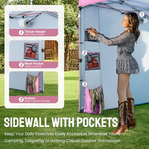 Image of CROWN SHADES Canopy Tent 10x10 Pop Up Canopy with Side Pockets, Pink