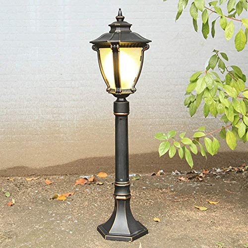 Outdoor Waterproof Pillar Lighting Fixture - Street Post Light Tradition Classic Victoria Garden Lawn Column Lamp - Villa Park E27 Landscape Column Lights with Frosted Glass Panel Baibao