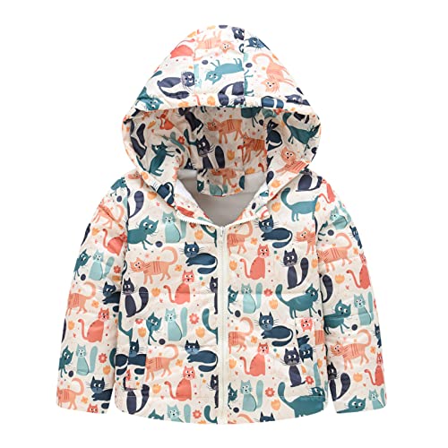 Toddler Boys Girls Winter Cartoon Dinosaur Coat Hooded Jacket Thicken Windproof Zipper Toddler Winter (Beige, 2-3 Years)